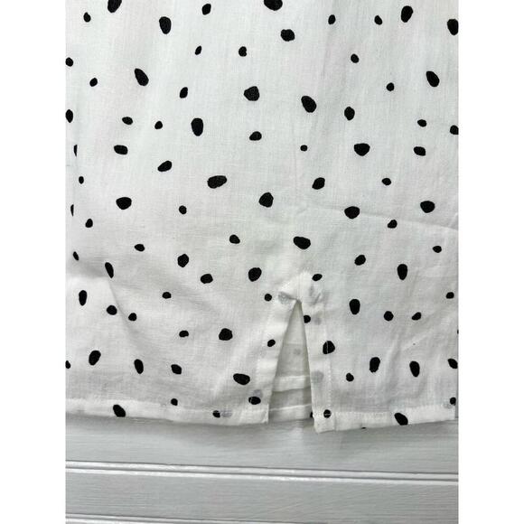 ASOS Womens Skirt Size US 8 White Black Dot Mini Straight Slit Playful - Picture 4 of 9